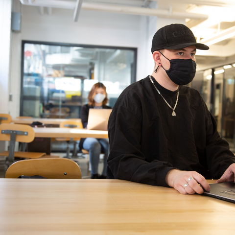 student at desk